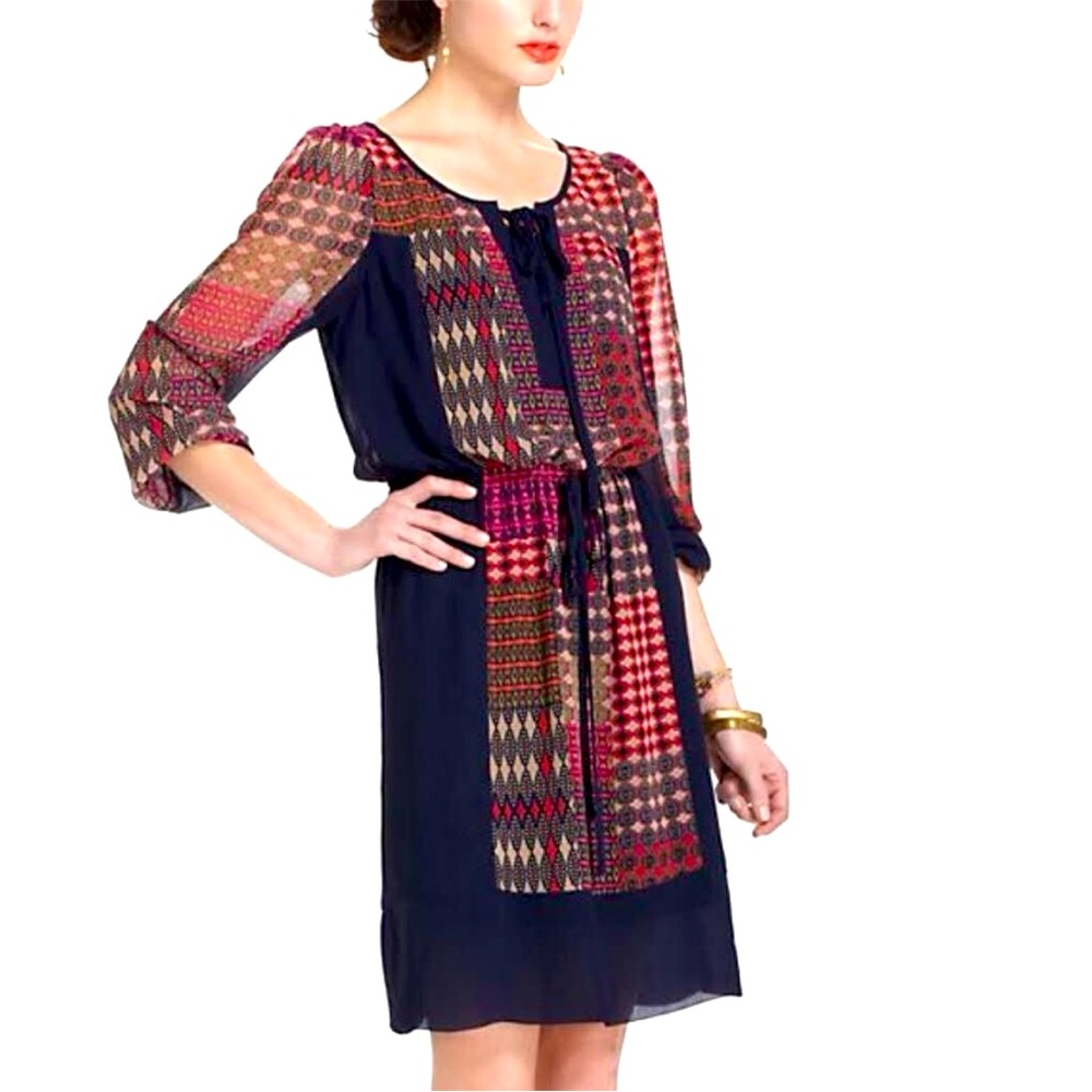NEW Maeve Anthropologie Rosalie Peasant patchwork dress boho cottage Indie